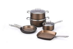 9-Piece Nonstick Marble Coating Induction Bottom Aluminium Pots Pans Home Kitchen Use Cookware Set