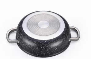 Nonstick Aluminum Casserole Marble Coating Shallow Stock Pot High Quality Gas Stove Includes Pans With Silicone Protector