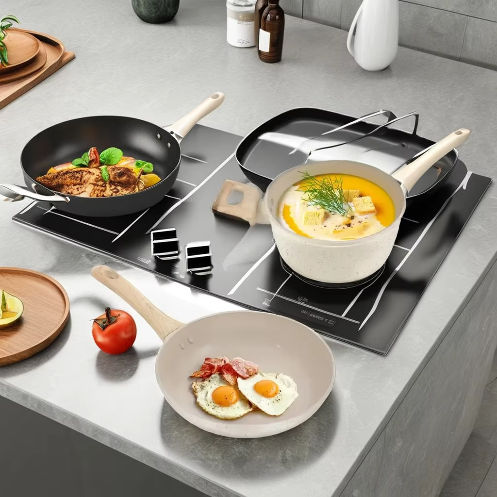 OEM Factory Wholesale Classic White Ceramic Nonstick Forged Aluminum Cookware Set