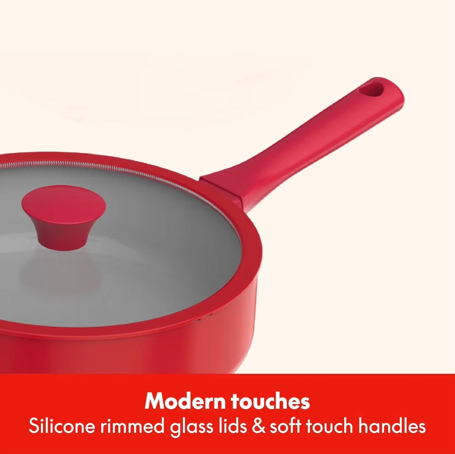 New Arrival Eco-Friendly 12-Pieces Red Nonstick Aluminum Cookware Sets with Ceramic Coating for the Kitchen