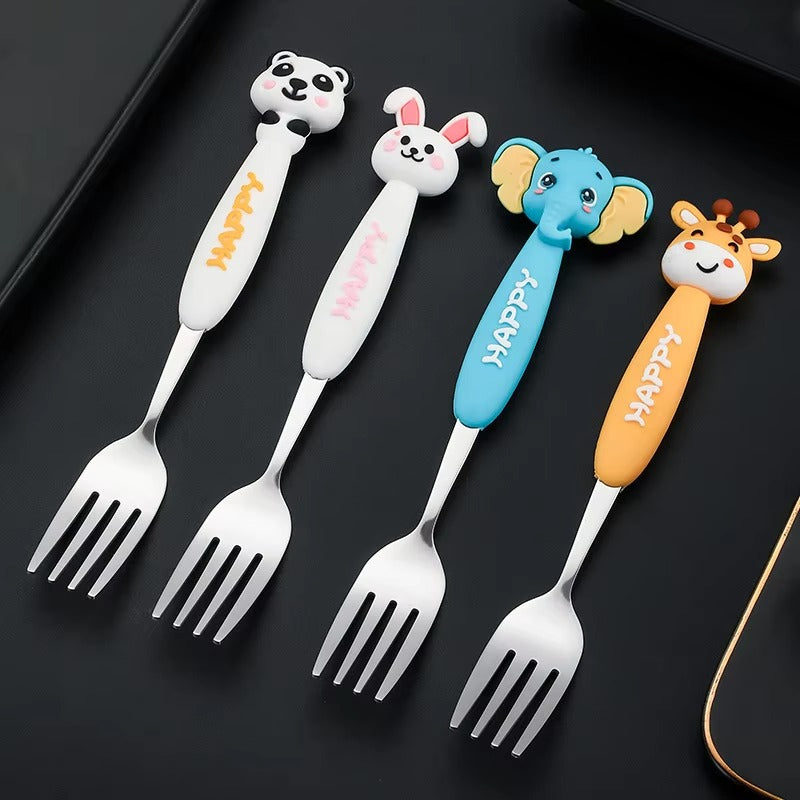 304 Stainless Steel Spoon Cartoon Animal Children's Tableware Spoons for Household Baby Food Creative Gift