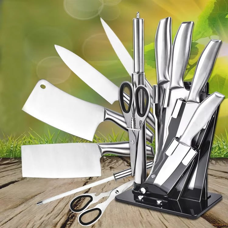 Multifunctional Seven 7 Pcs Set Premium Heavy Duty Stainless Steel Kitchen Chef Knife With Stand Holder Base Rack