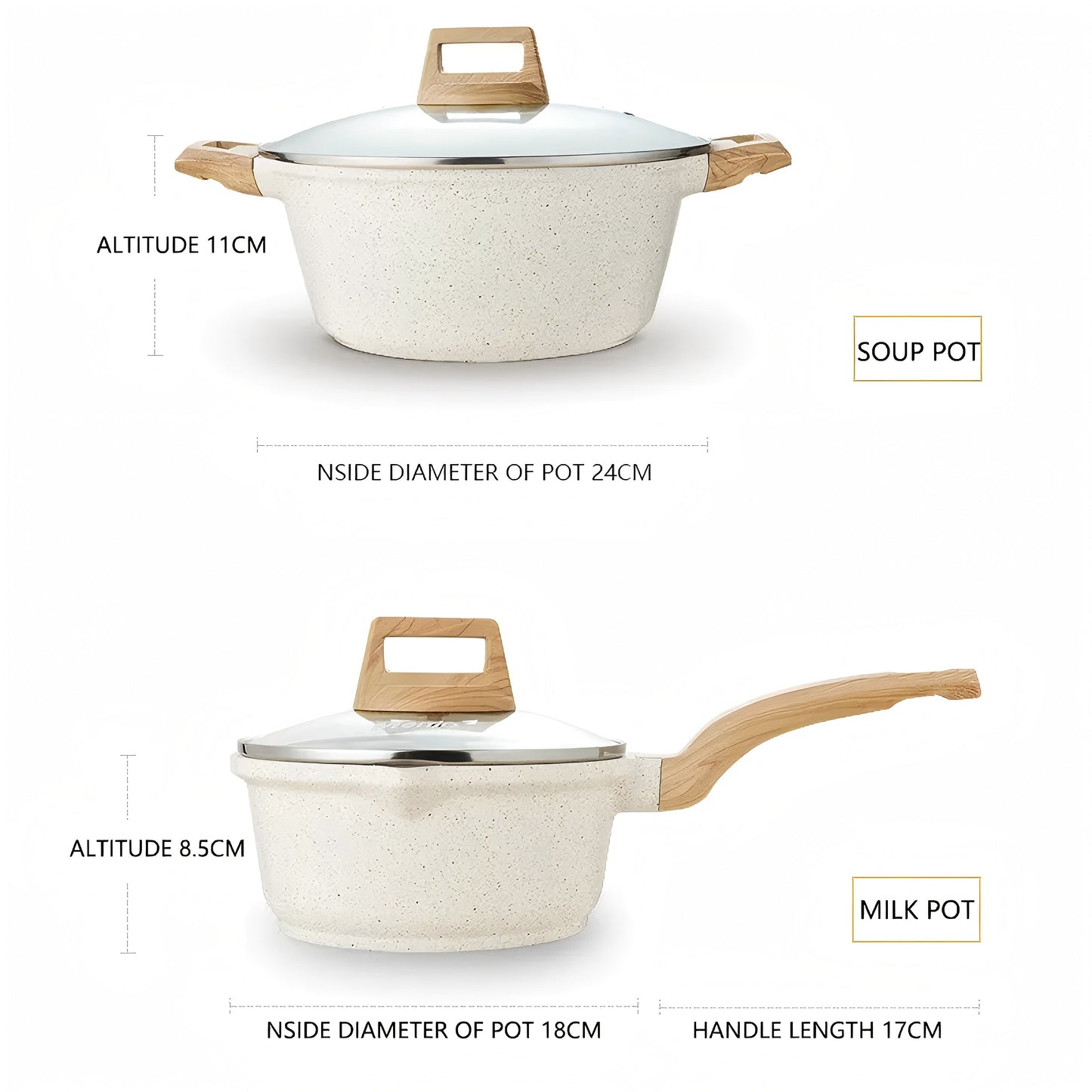 Factory Direct Sale White Marble Forged Induction Bottom Four-piece Set