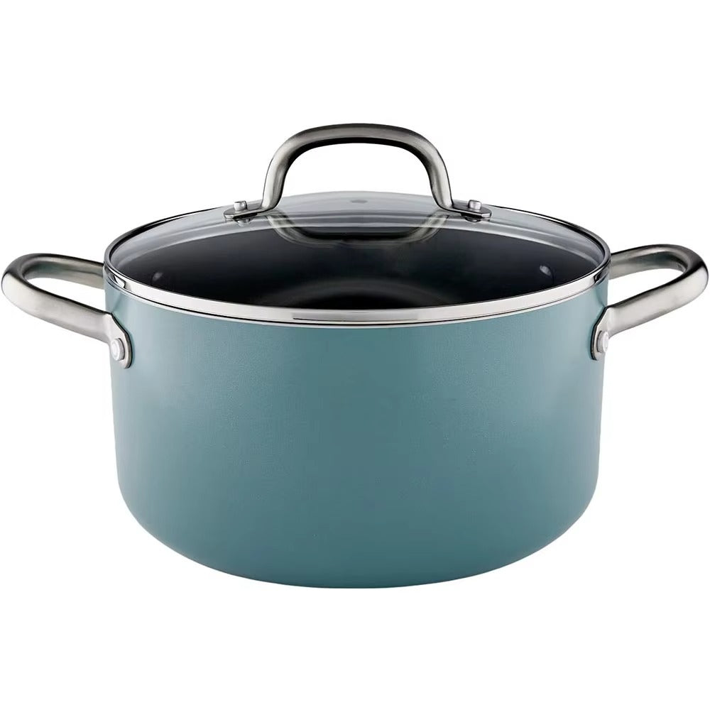 Healthy Ceramic Coating Nonstick 24 cm Covered Casserole, Induction Safe, Sky Blue
