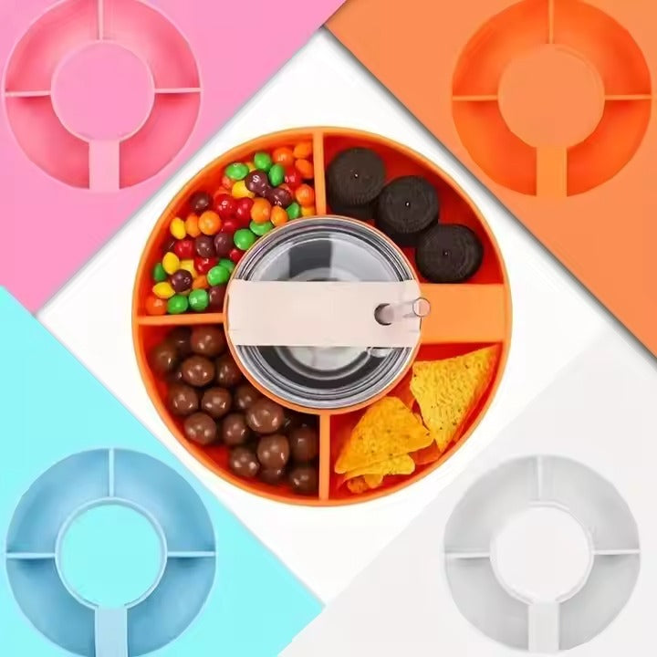 New Design 4 Compartment Reusable Snack Bowl Cup Accessories Silicone Snack Tray for 40 Oz Tumbler