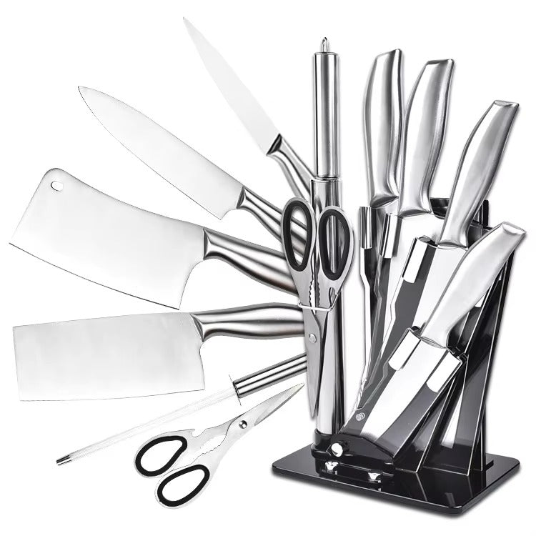 Multifunctional Seven 7 Pcs Set Premium Heavy Duty Stainless Steel Kitchen Chef Knife With Stand Holder Base Rack