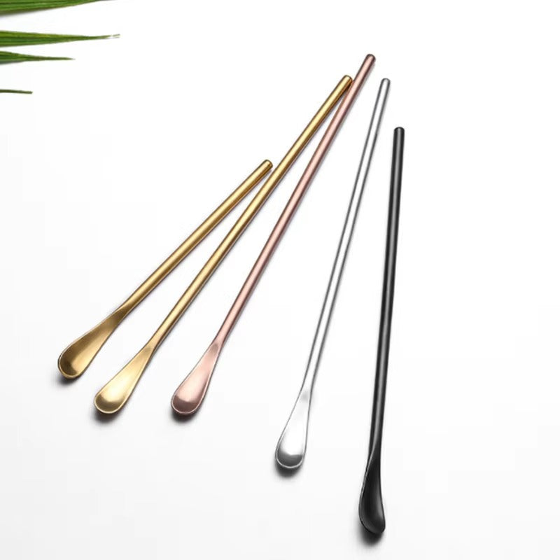 Japanese Unique 304 Stainless Steel PVD Inox Sugar Stirring Gift Spoon Long Handle Narrow Dessert Coffee Scoop