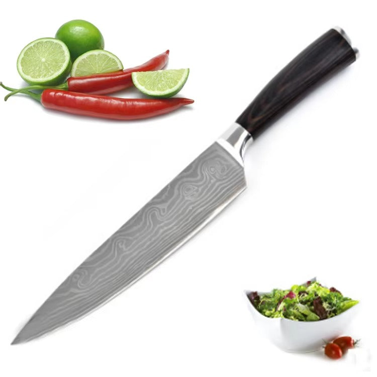 Modern Luxury 8 Inches Super sharp Knives Stainless Steel Boning Damascus Pattern Printed Chef Knife for Kitchen