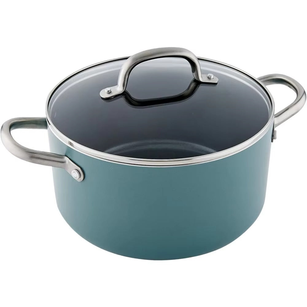 Healthy Ceramic Coating Nonstick 24 cm Covered Casserole, Induction Safe, Sky Blue