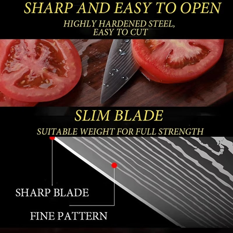8 Pieces Professional Kitchen Slicing Tool 8 Inch Japanese Damascus Steel Laser Pattern Kitchen Chef Knife Set