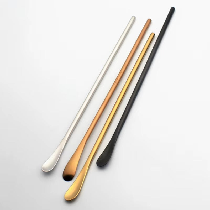 Japanese Unique 304 Stainless Steel PVD Inox Sugar Stirring Gift Spoon Long Handle Narrow Dessert Coffee Scoop