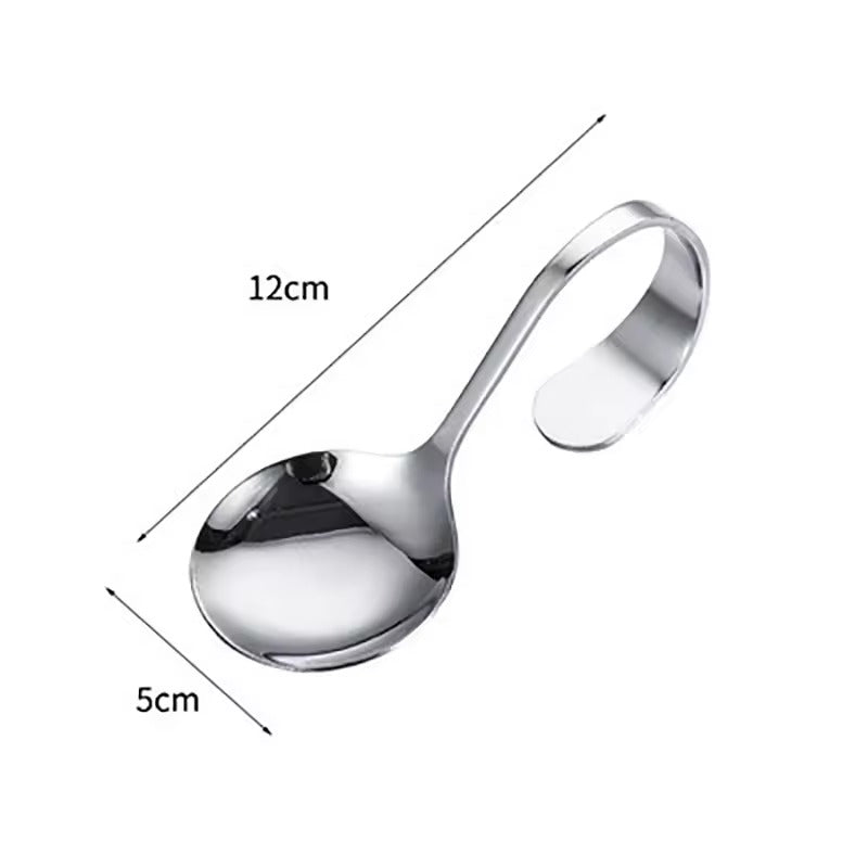 Stainless Steel Curved Handle Spoon Self-Service Western Style Seafood Sushi Vertical Creative Curved Handle Shaped Spoon Fork