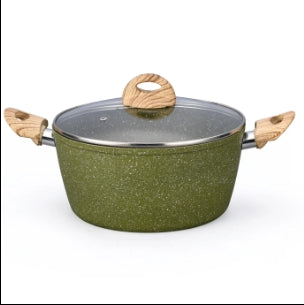 Hot Selling Bamboo Green Granite Color Nonstick Forged Casserole