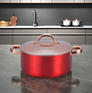 Hot Sale Modern Design Ceramic Coating Casserole Nonstick Aluminum Stock Pot With Stainless Steel Handle