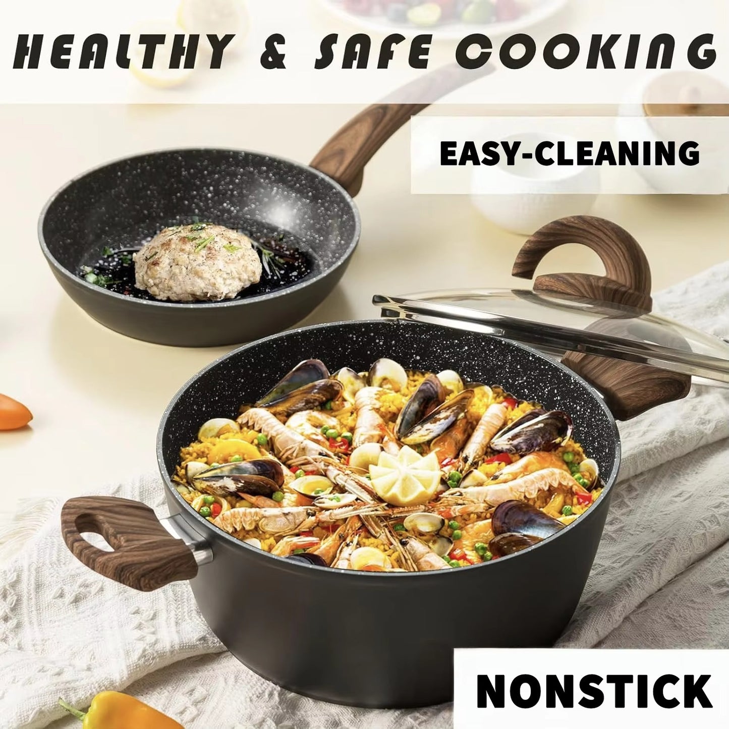 Advanced Forged Aluminum Cookware Sets with Marble Coating New Arrival Kitchen Pots and Pans