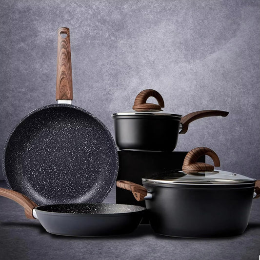 Advanced Forged Aluminum Cookware Sets with Marble Coating New Arrival Kitchen Pots and Pans