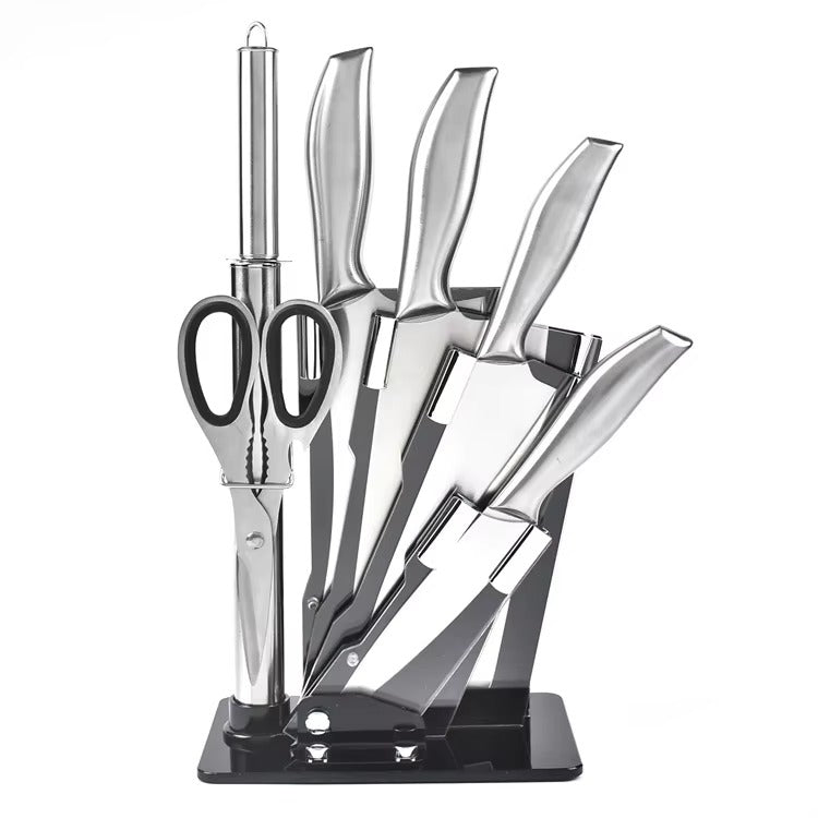 Multifunctional Seven 7 Pcs Set Premium Heavy Duty Stainless Steel Kitchen Chef Knife With Stand Holder Base Rack