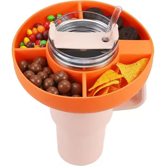 New Design 4 Compartment Reusable Snack Bowl Cup Accessories Silicone Snack Tray for 40 Oz Tumbler