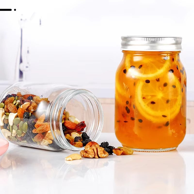 Wholesale Supplier Cheap Wide Mouth Fruit Food Storage Jars 8 oz 16 oz Glass Jar With Lid