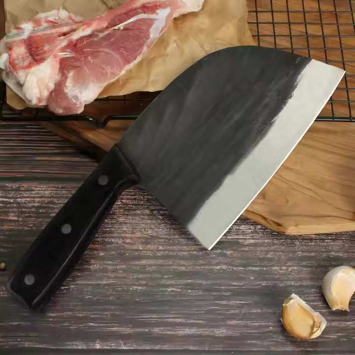 Manufacturers Knives Big Boning Butcher Handmade Hammered Forged Kitchen Chef Knife Set with Leather Cover Sheath Scabbard