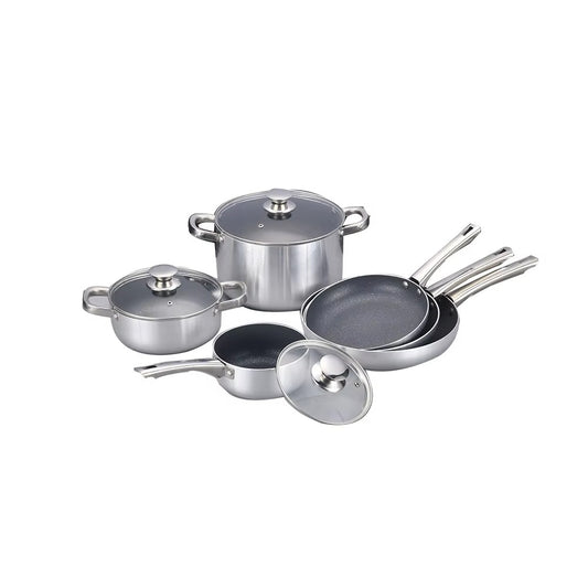 Factory 9-Piece Modern Silver Nonstick Marble Coating Induction Bottom Aluminium Cookware Set