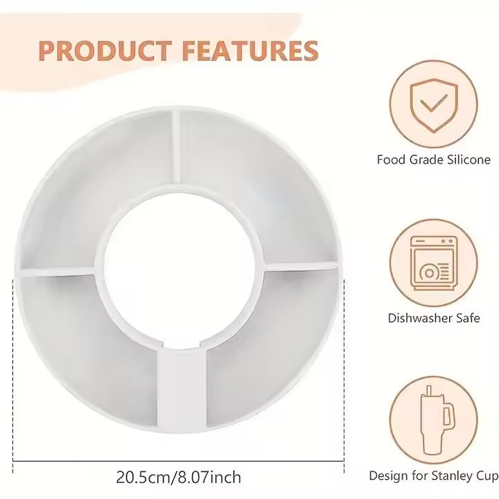 New Design 4 Compartment Reusable Snack Bowl Cup Accessories Silicone Snack Tray for 40 Oz Tumbler