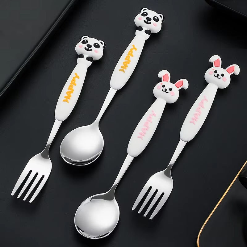 304 Stainless Steel Spoon Cartoon Animal Children's Tableware Spoons for Household Baby Food Creative Gift