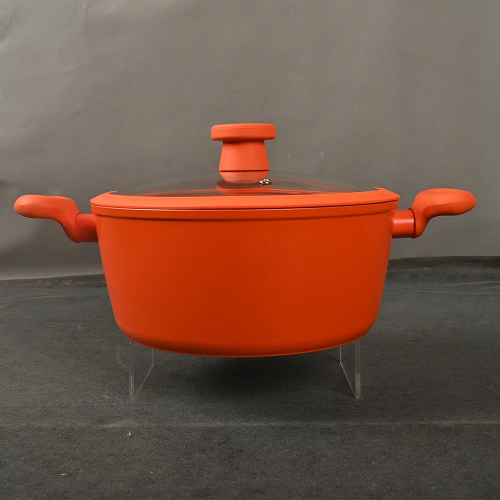 New Fashion Pink Three-piece Customizable Casserole Aluminum Non-stick Soup Pot Set