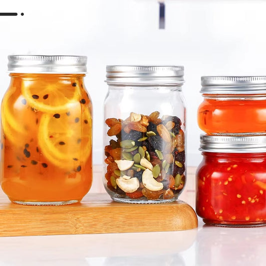 Wholesale Supplier Cheap Wide Mouth Fruit Food Storage Jars 8 oz 16 oz Glass Jar With Lid