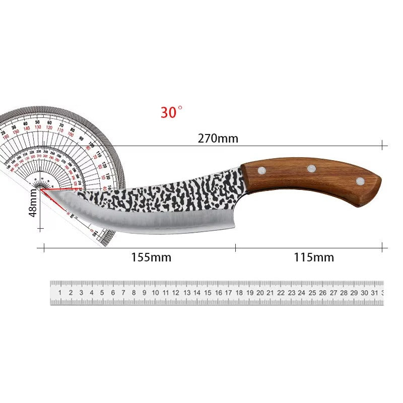Metal 4CR13 Small Kitchen Cutter Stainless Steel Damascus Kitchen Knife with Wood Handle