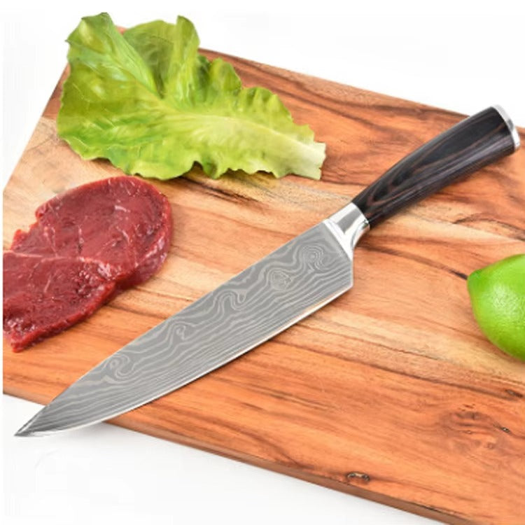 Modern Luxury 8 Inches Super sharp Knives Stainless Steel Boning Damascus Pattern Printed Chef Knife for Kitchen