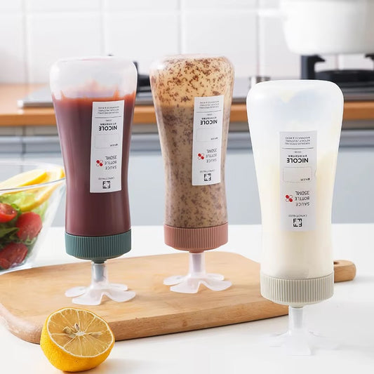 Kitchen Seasoning Bottle Creative Squeeze Flower Salad Dressing Storage Bottle Five Hole Honey Inverted Squeeze Sauce Bottle