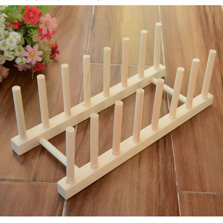 2021 Hot Selling Customize Kitchen Big Display Holder Organizer Expandable Adjustable Drainer Drying Wooden Dish Rack