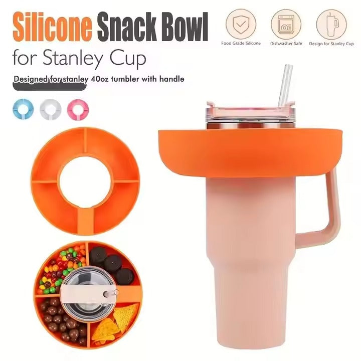 New Design 4 Compartment Reusable Snack Bowl Cup Accessories Silicone Snack Tray for 40 Oz Tumbler