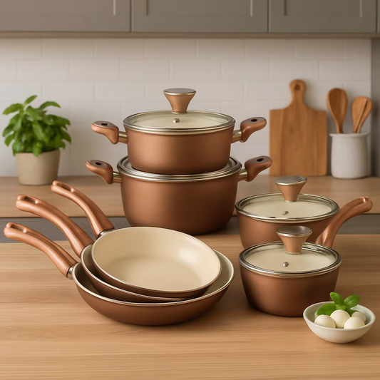 Gold Luxury Design Aluminum Induction Bottom Kitchen Hotel Cookware Set