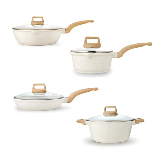 Factory Direct Sale White Marble Forged Induction Bottom Four-piece Set