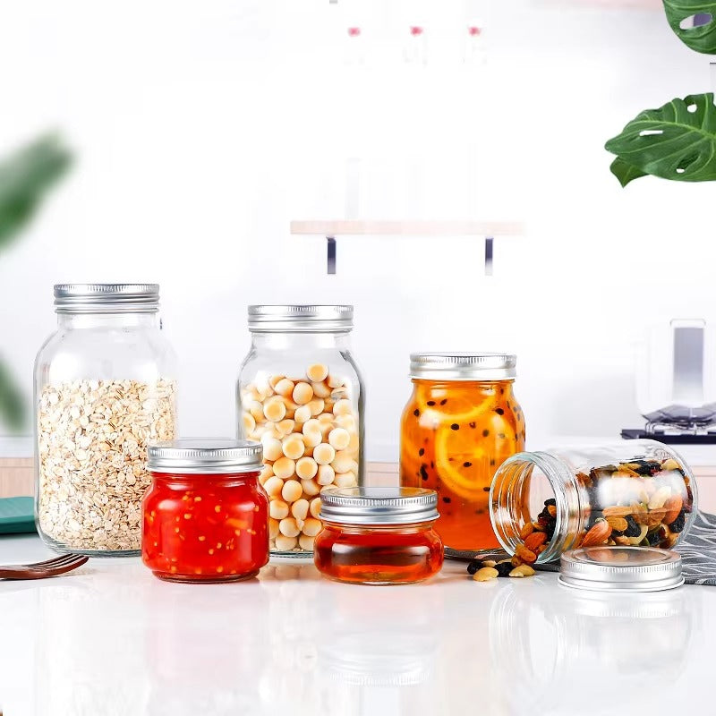 Wholesale Supplier Cheap Wide Mouth Fruit Food Storage Jars 8 oz 16 oz Glass Jar With Lid
