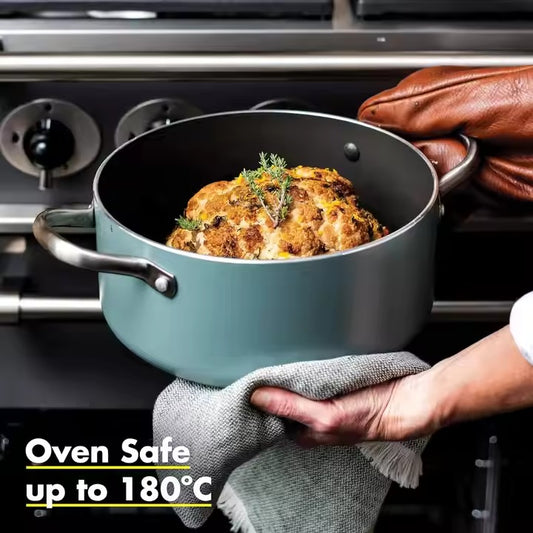 Healthy Ceramic Coating Nonstick 24 cm Covered Casserole, Induction Safe, Sky Blue